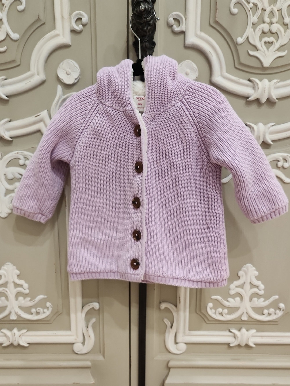 Seed Heritage Baby Girls Lilac Hooded Knit Cardigan Size 12 - 18 Months/ 1